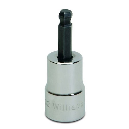 Williams Socket Bit, 3/8 Inch Dr, 5/32 Inch Size, Ball Hex, SAE, JHWBA-5HBA JHWBA-5HBA